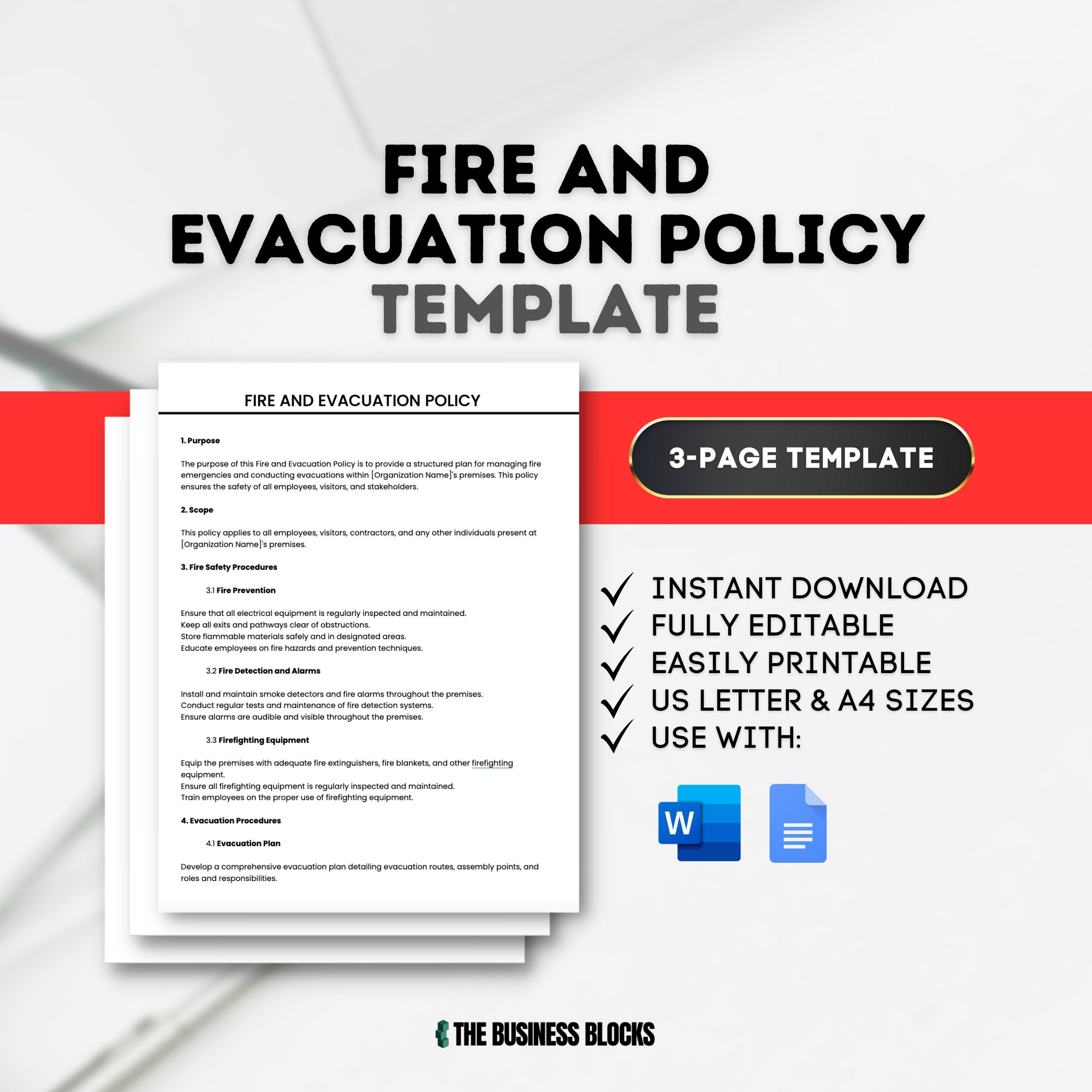 Fire And Evacuation Policy Template Fire Safety And Evacuation Policy Fire Emergency And Evacuation Policy Fire Response And Evacuation Plan Etsy