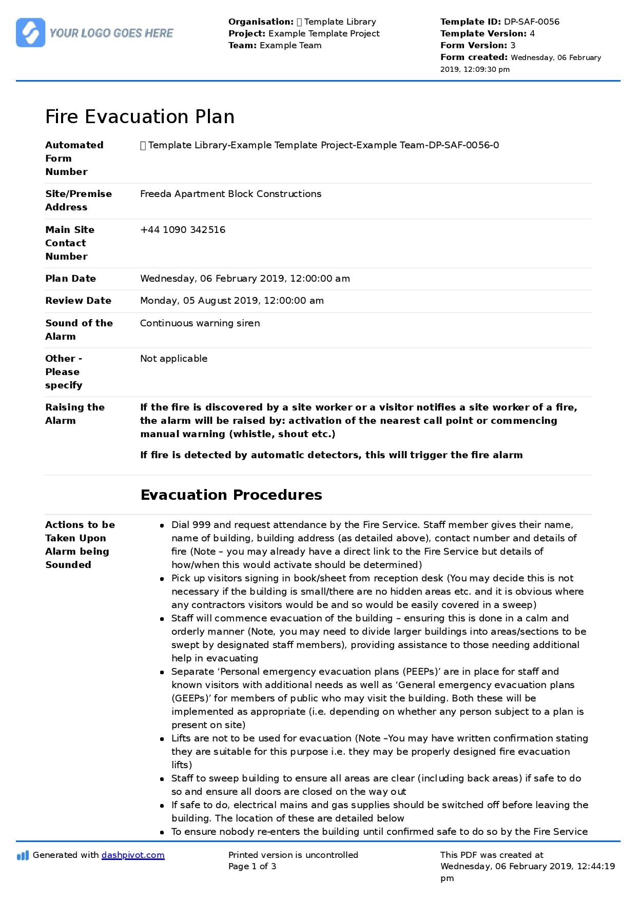 Fire Evacuation Plan Template Free And Editable Template