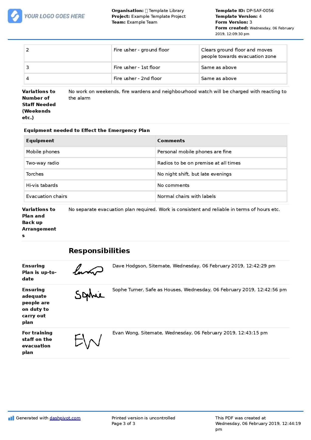Evacuation Plan Template Free