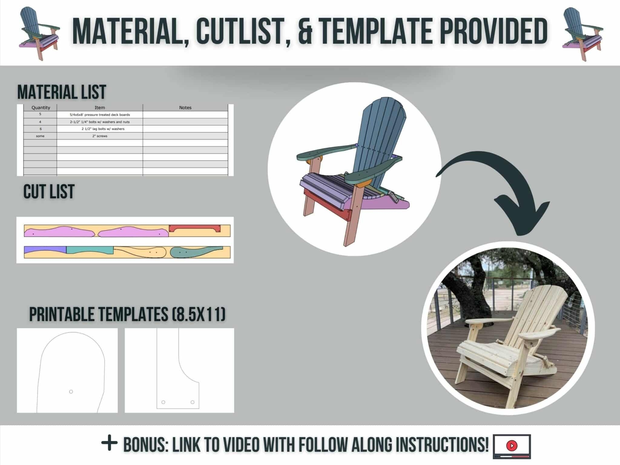 Printable Free Adirondack Chair Plans & Templates