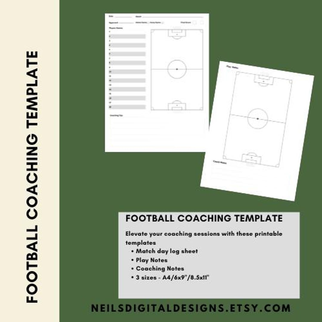 Football Coaching Template PDF Soccer Practice Planner U0026 Game Day Tools For Coaches Matchday Printables Etsy