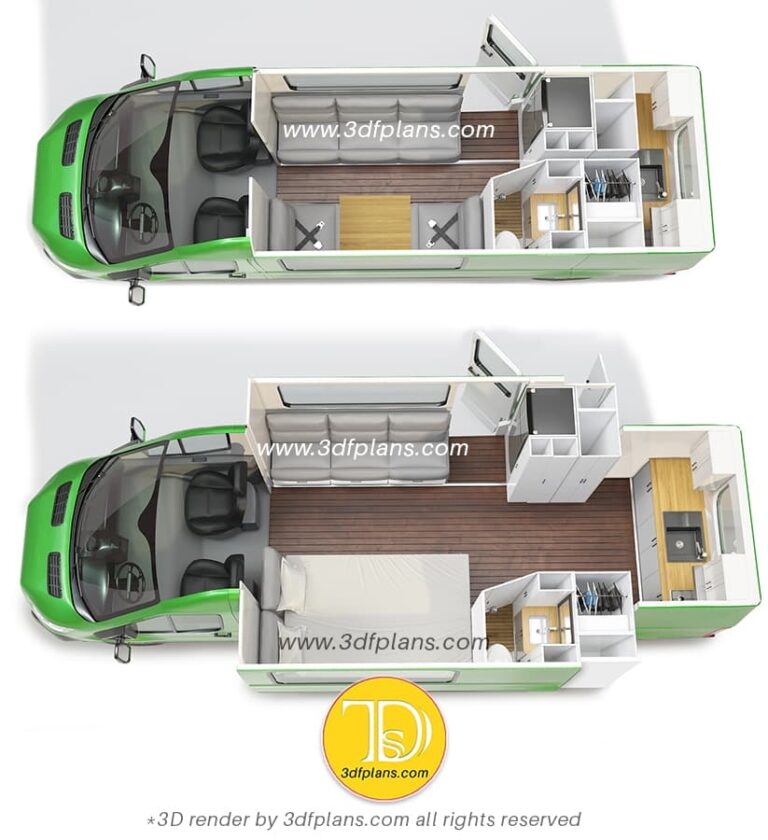 Ford Transit Custom Motorhome 3D Design 3D Floor Plans