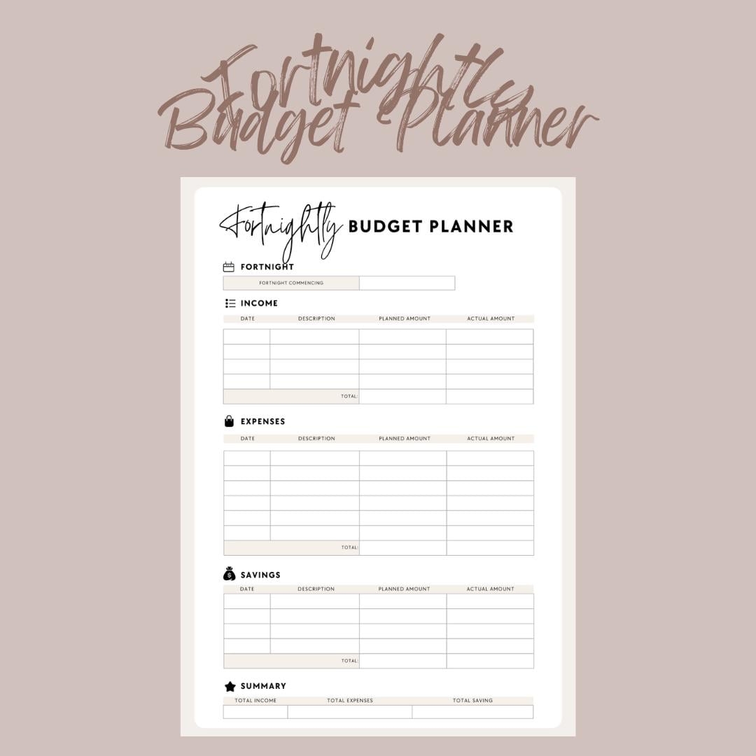 Fortnightly Budget Planner Etsy