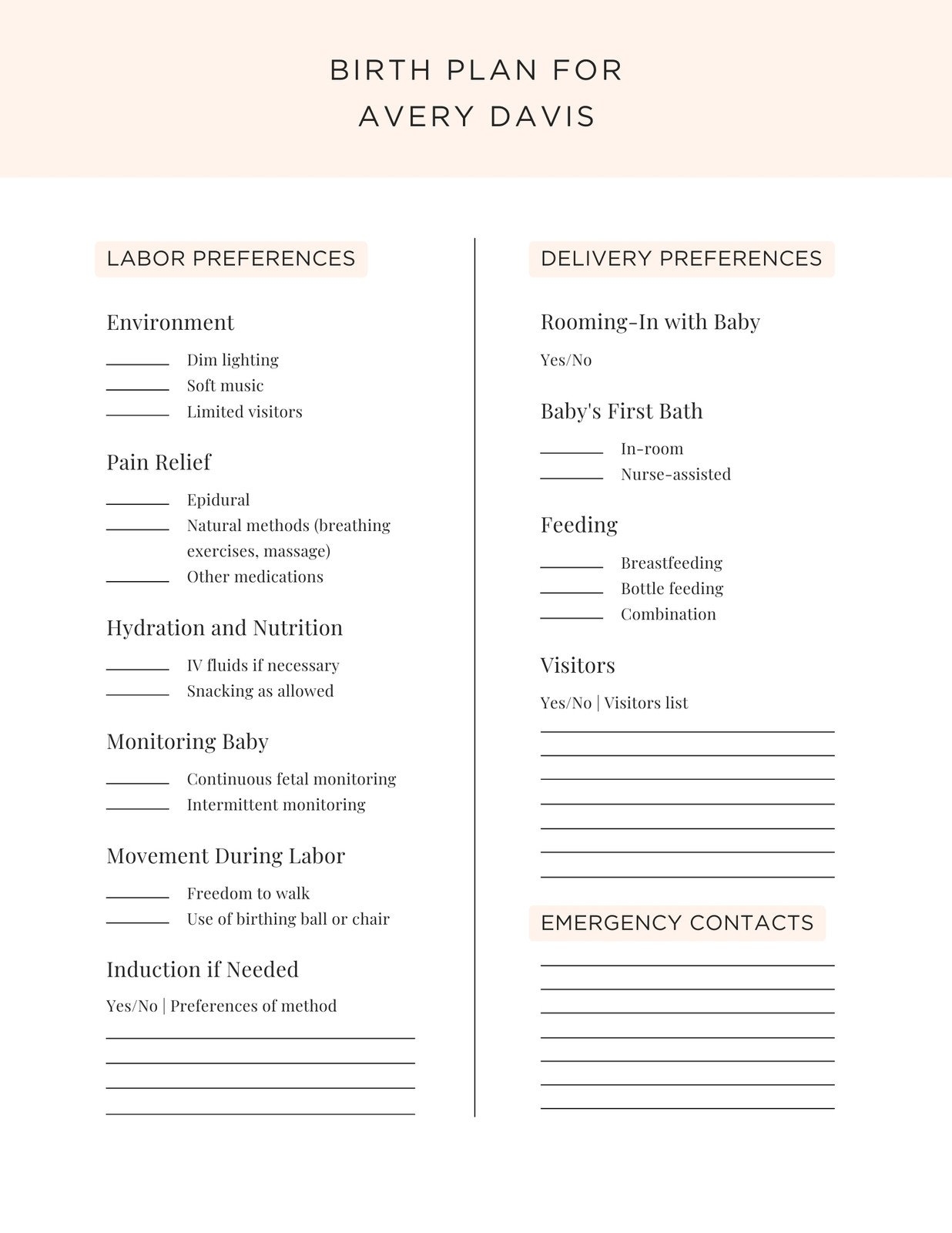 Free And Customizable Birth Templates