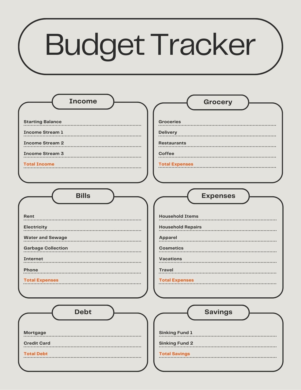 Budget Planner Template Ipad