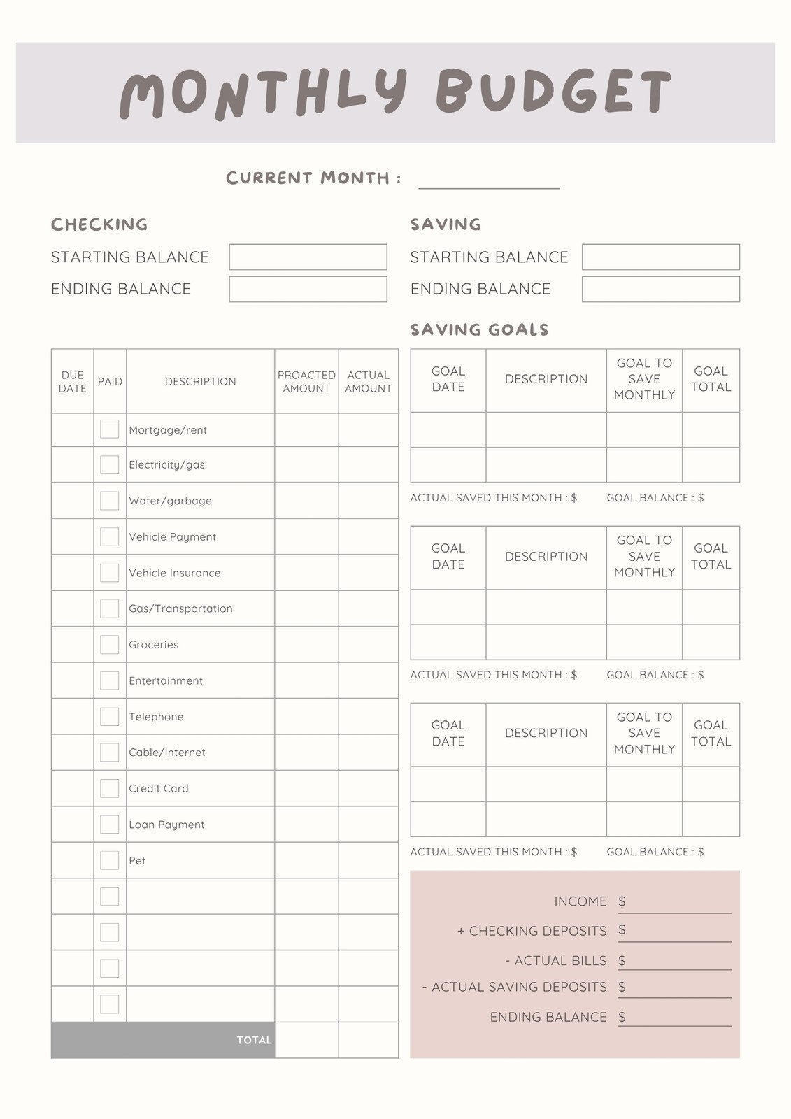 Free And Customizable Budget Templates