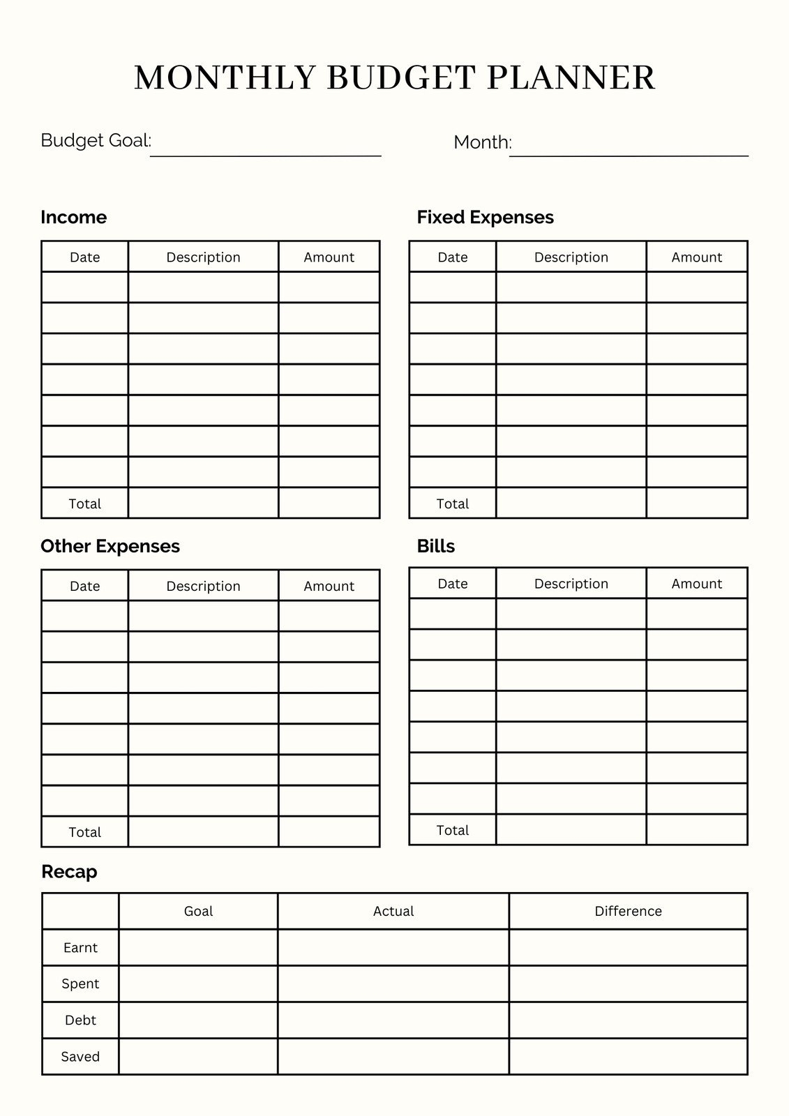 Daily Budget Planner Template
