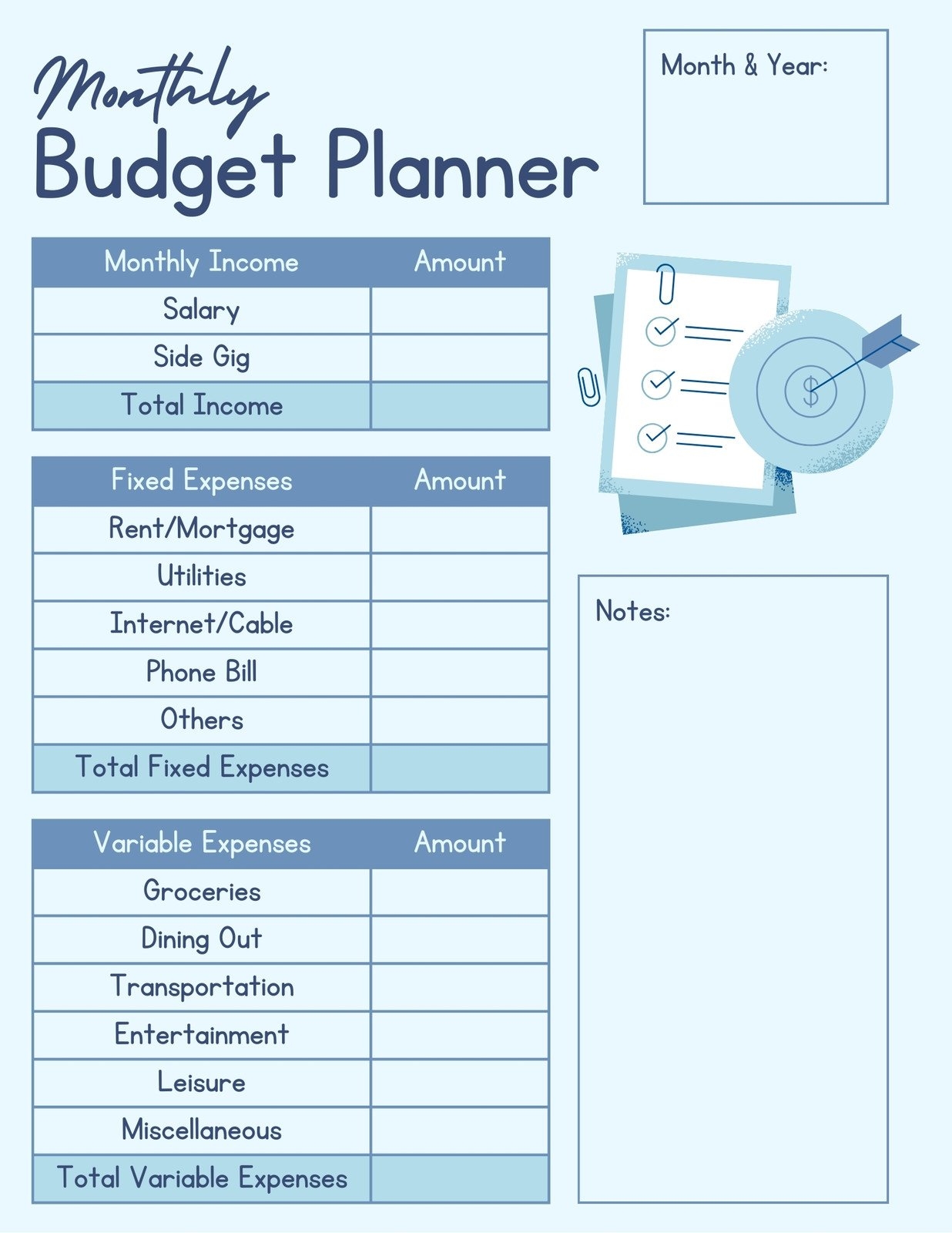 Trip Planning Budget Template