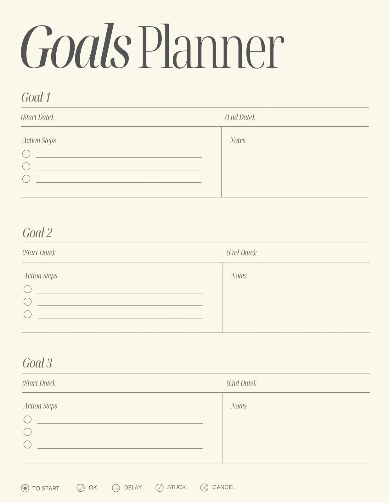 Goal Plan Template