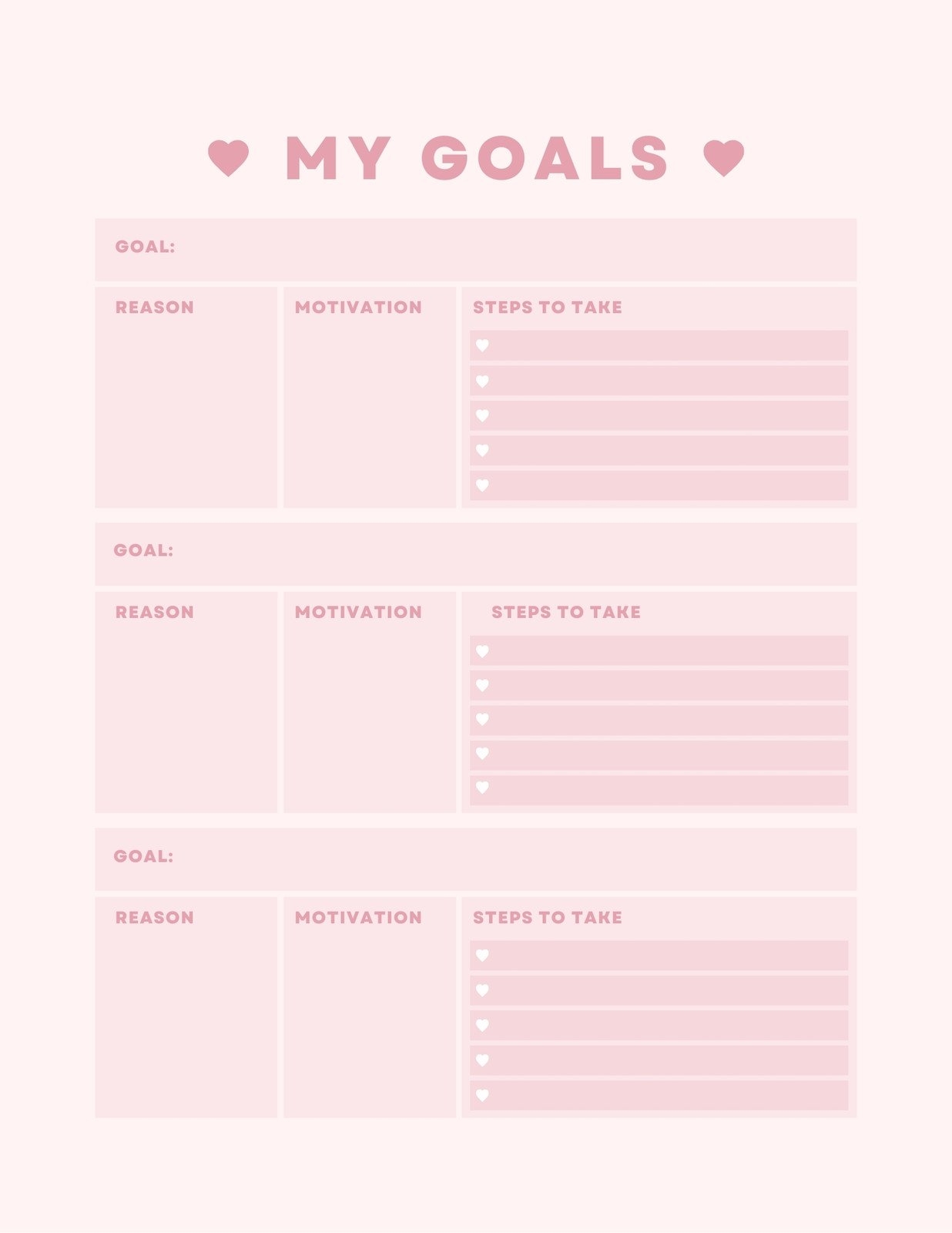 Goals And Planning Template