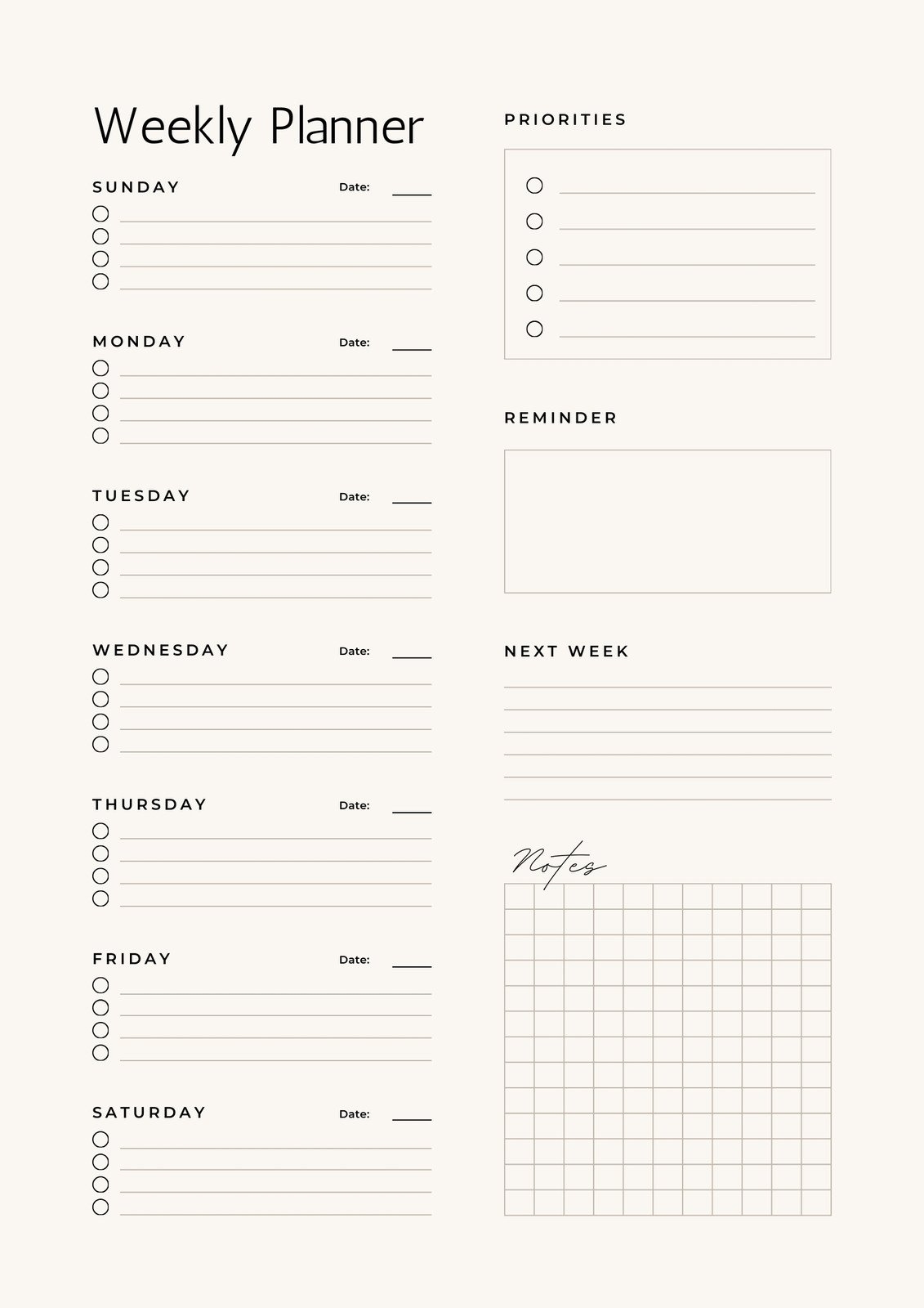 Free And Customizable Weekly Planner Templates Canva