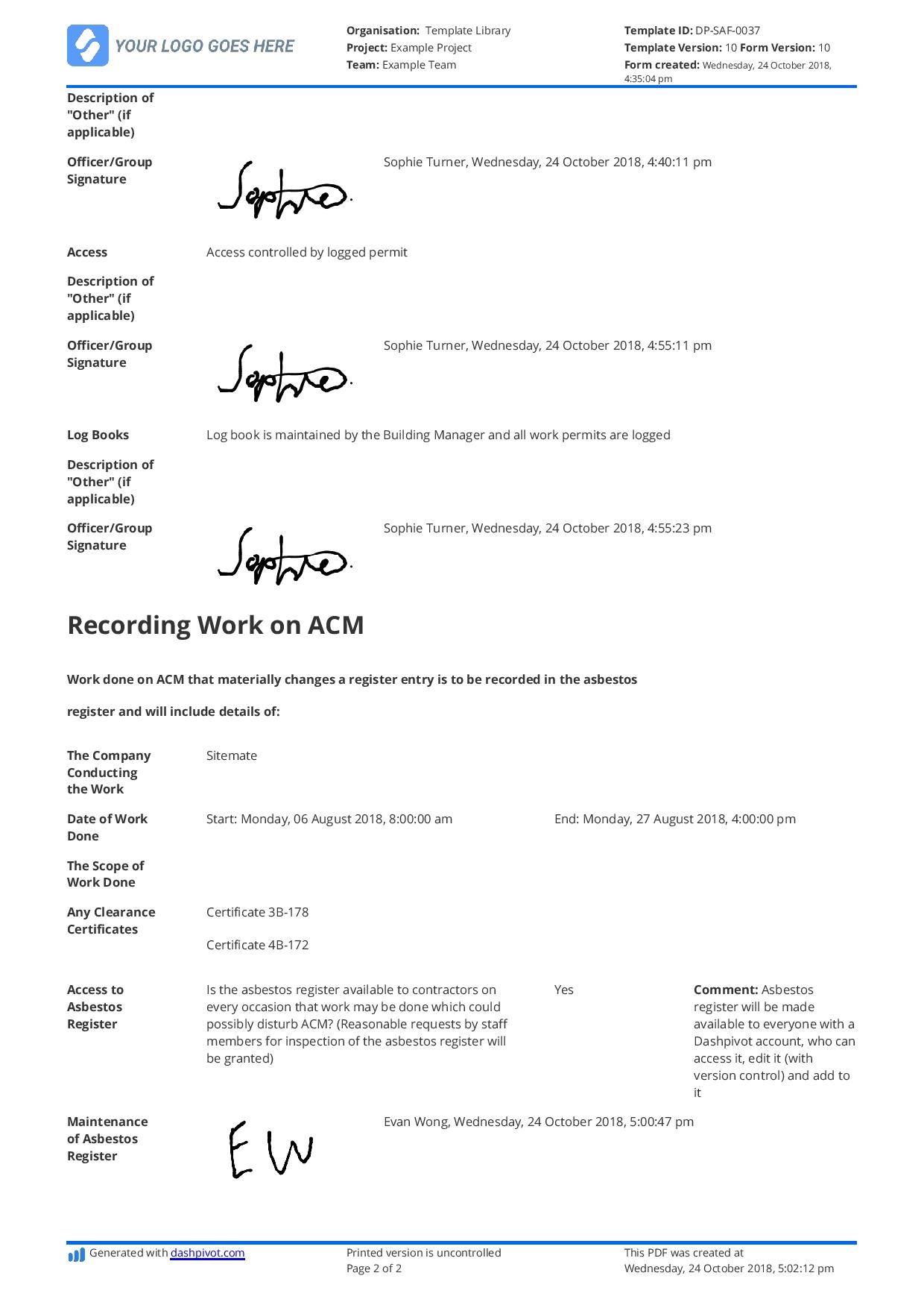 Free Asbestos Management Plan Template Use Customise And Download