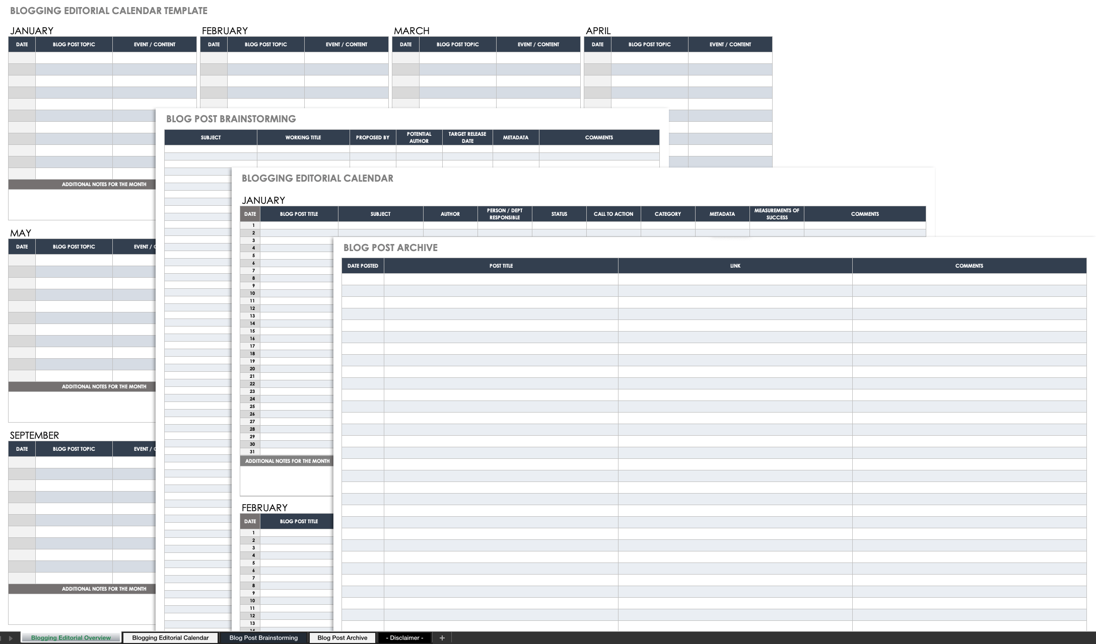 Free Blog Calendar Templates And Samples Smartsheet