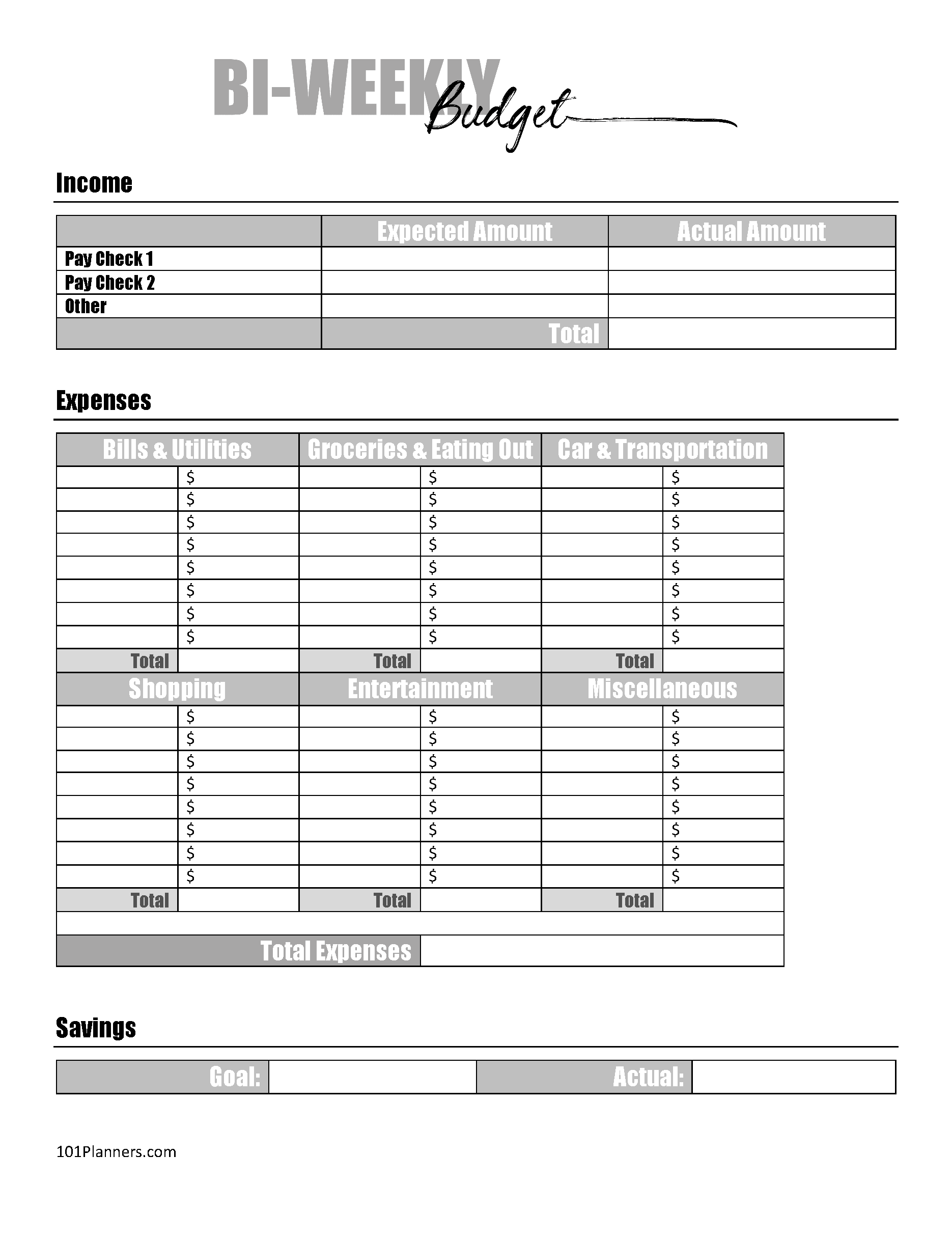 Budget Planner Template Pdf Free