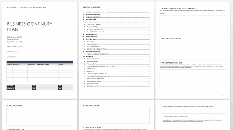 Free Business Continuity Plan Templates Smartsheet