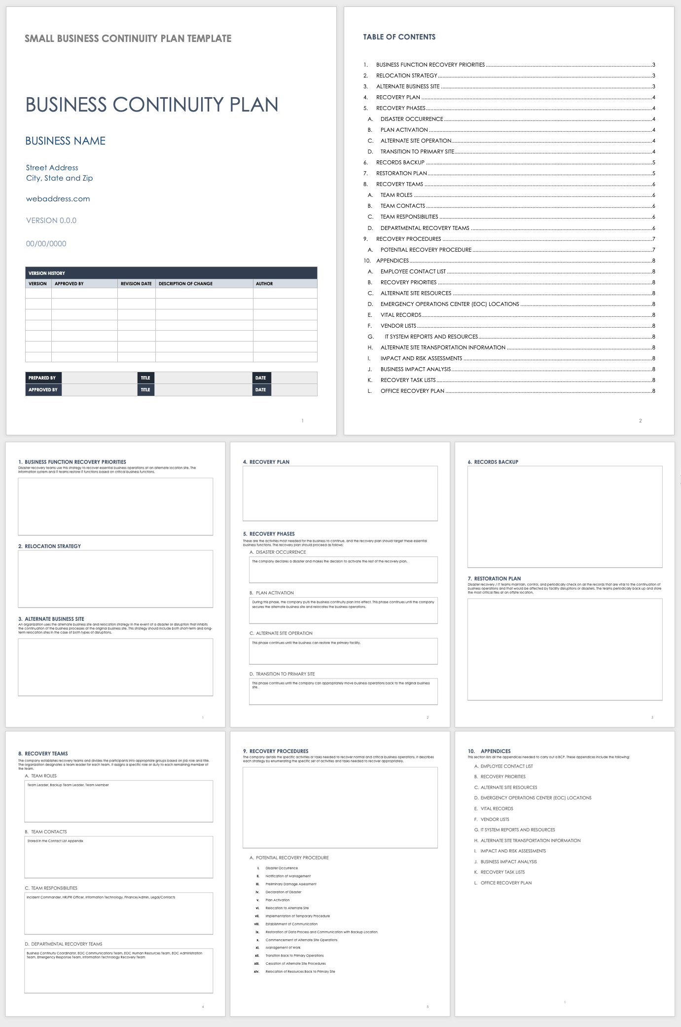 Business Disaster Recovery Plan Template