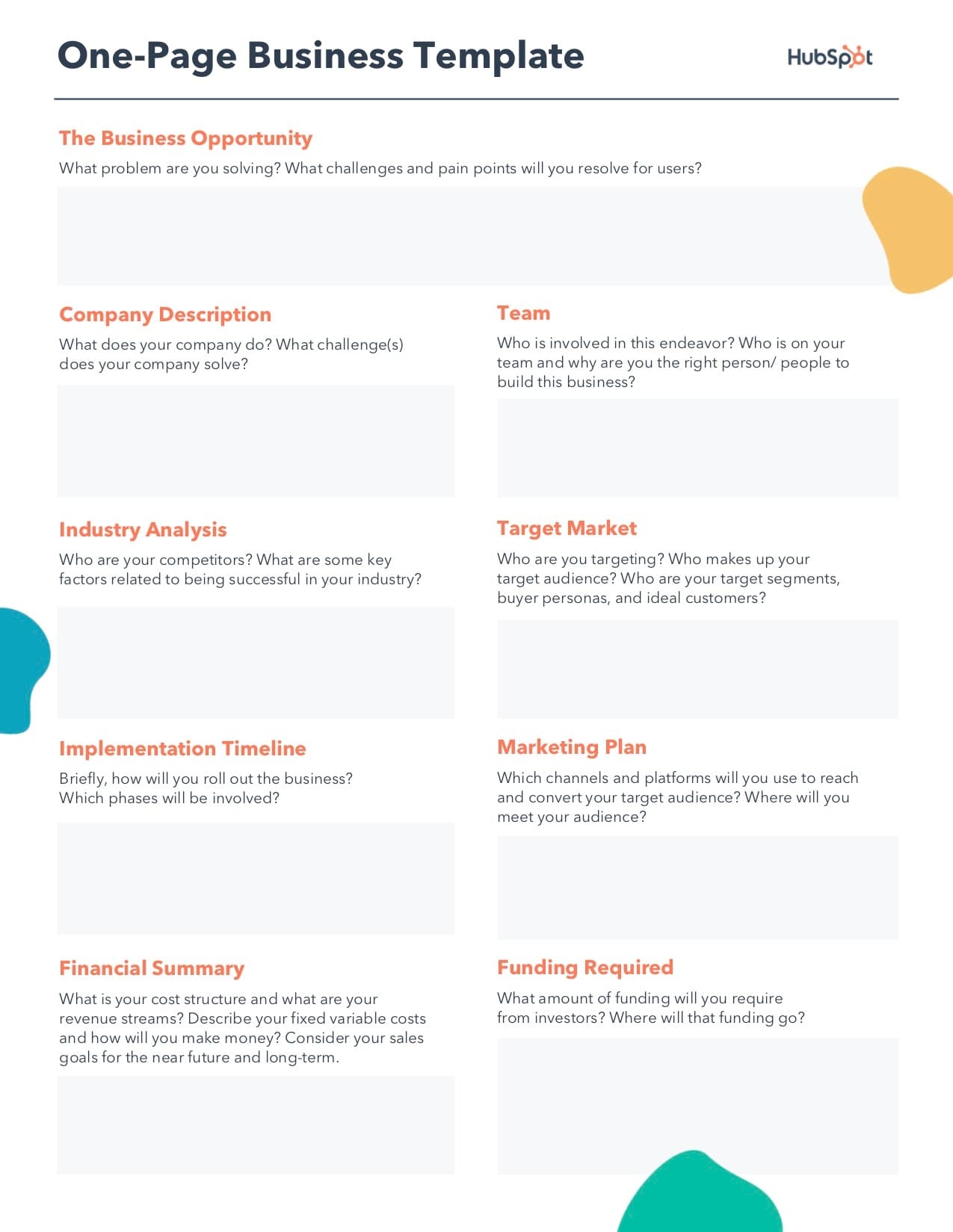 Printable Business Plan Template Free Download