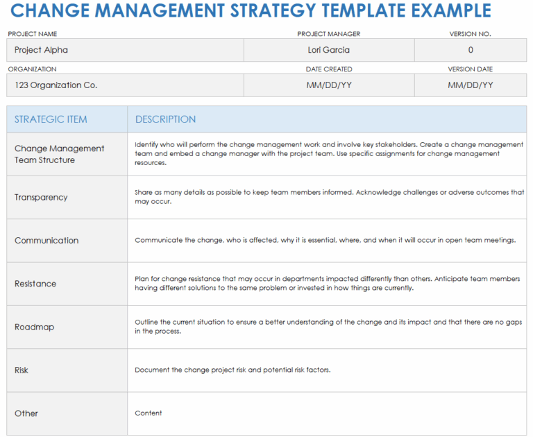 Free Change Management Strategy Templates Smartsheet