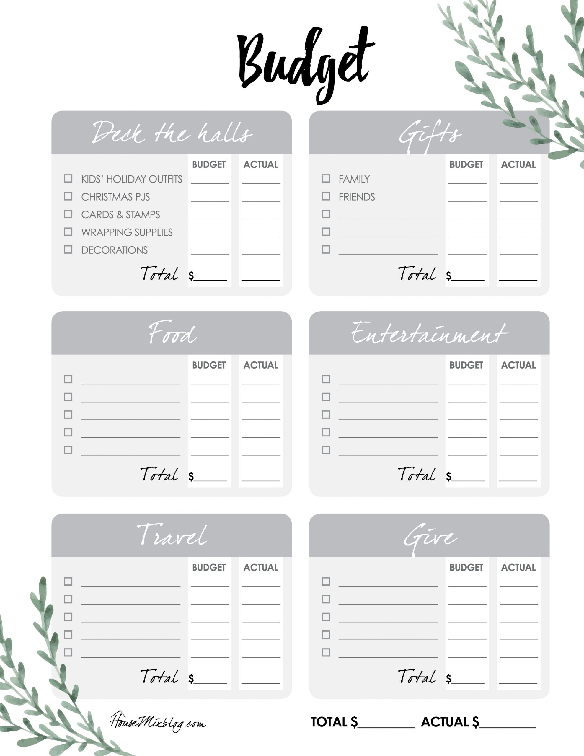 Christmas Budget Planner Template Free