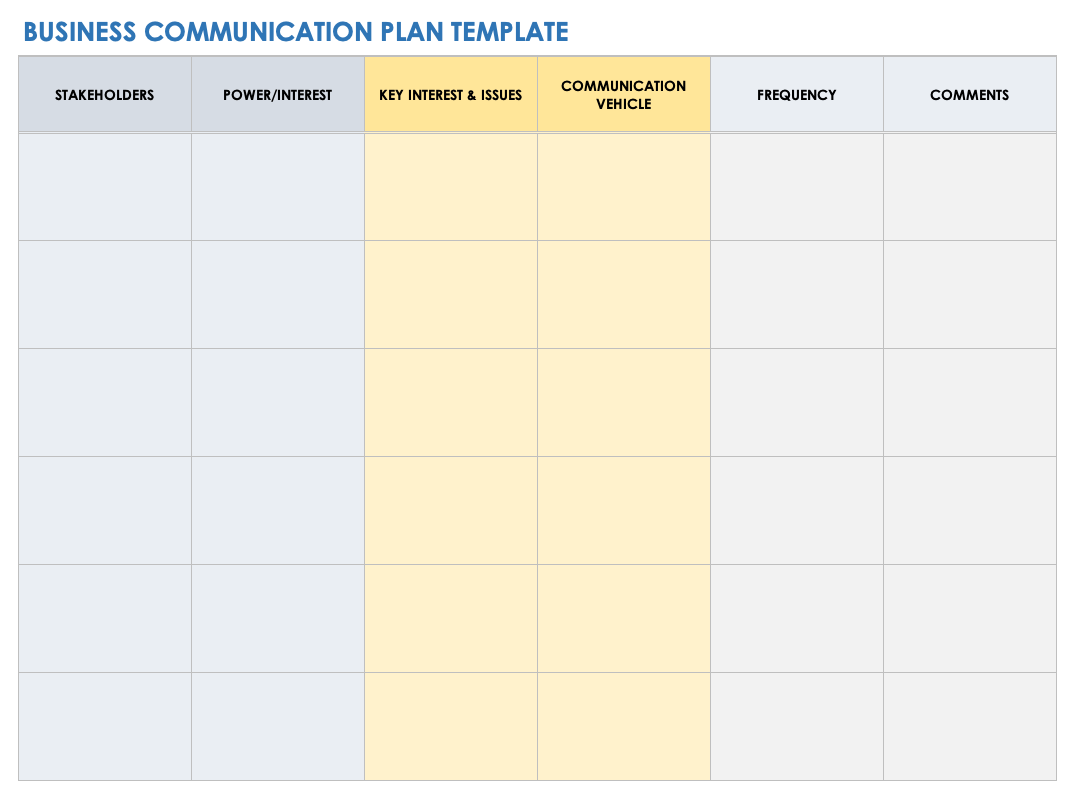 Free Communication Plan Templates Smartsheet