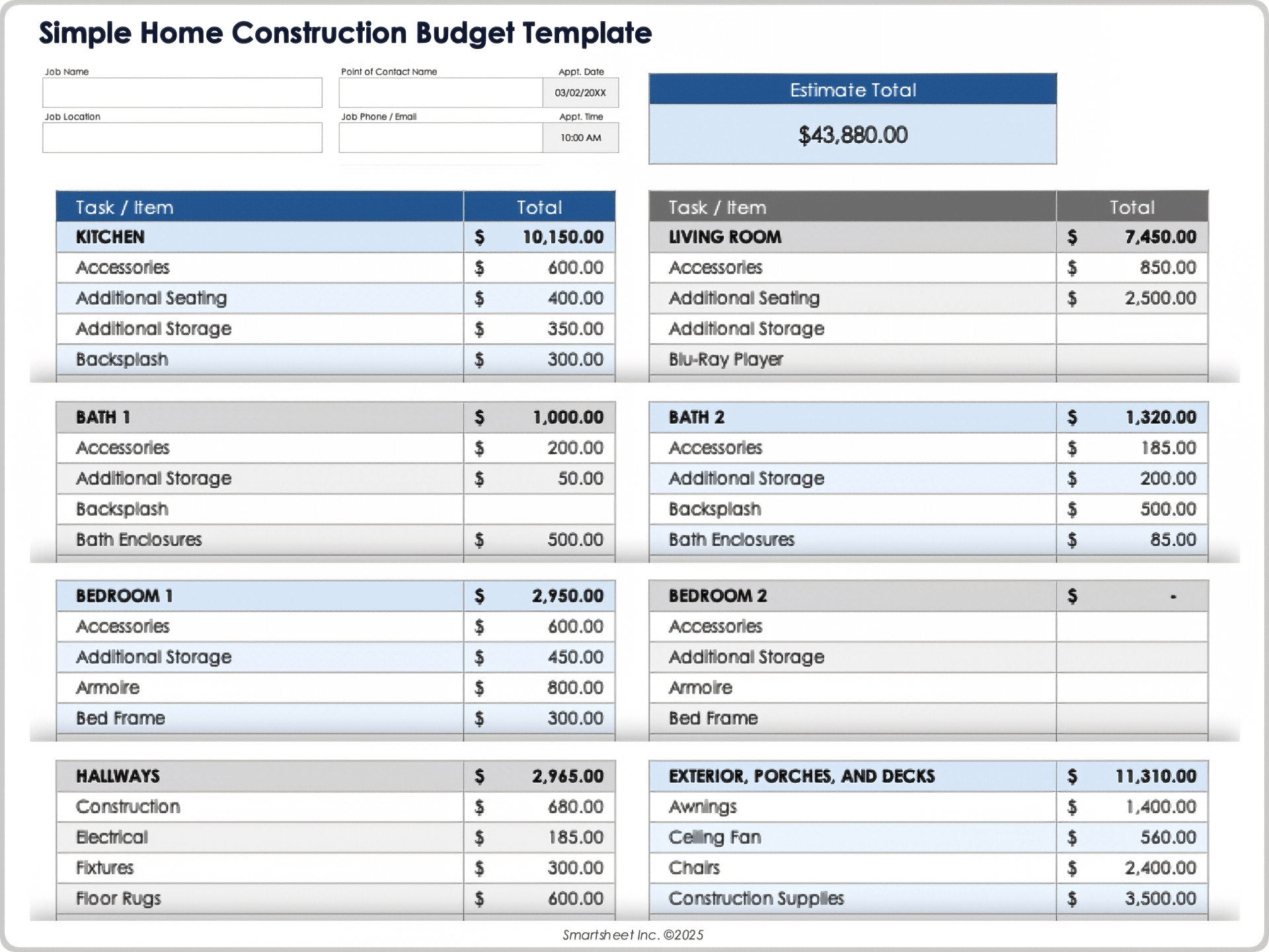 Free Construction Budget Templates All Formats U0026 Projects