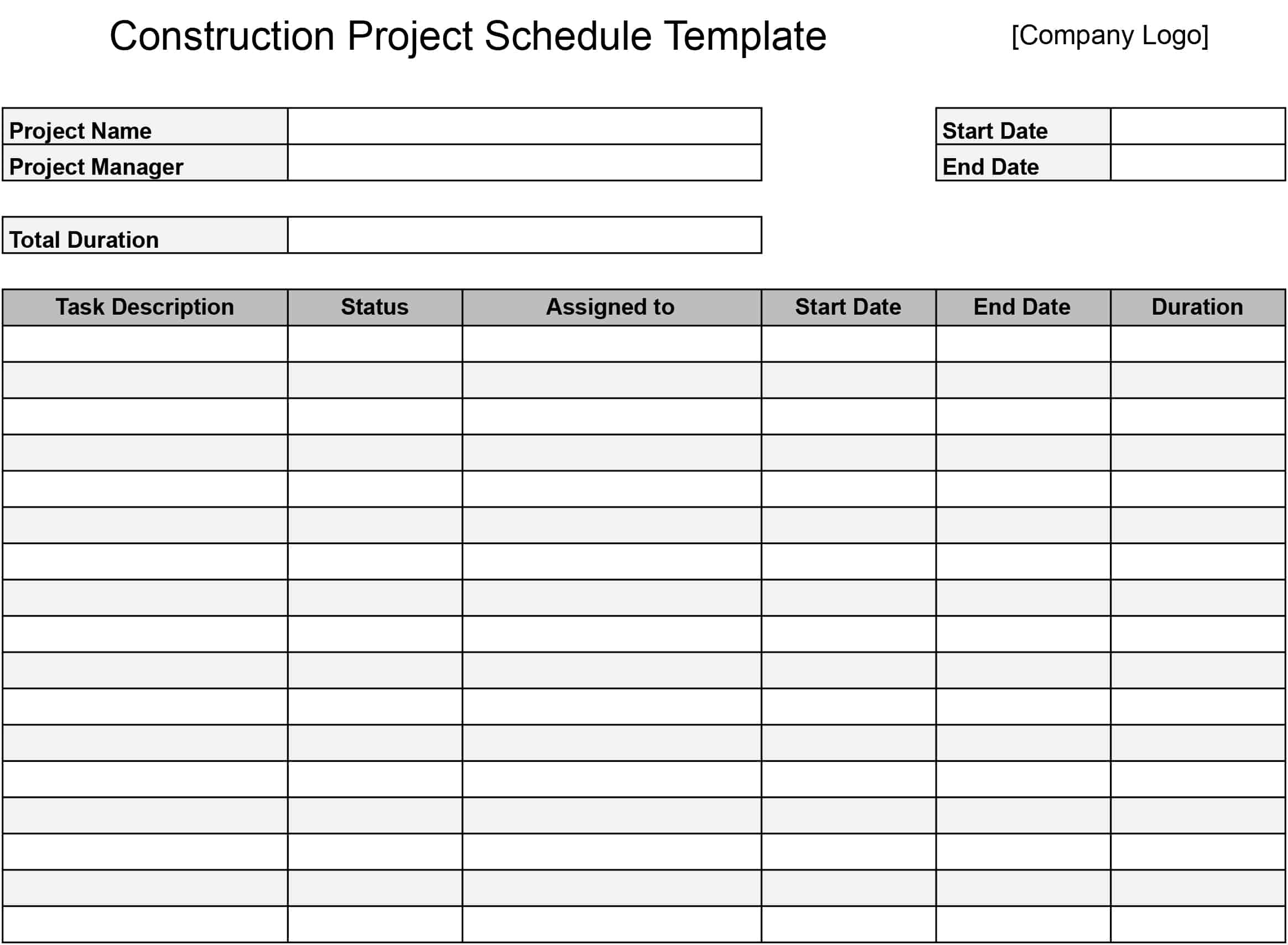 Construction Work Plan Template
