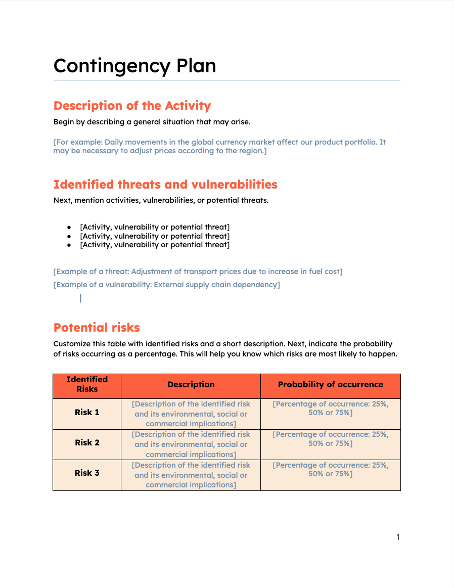 Free Contingency Plan Template For Word Google Docs HubSpot