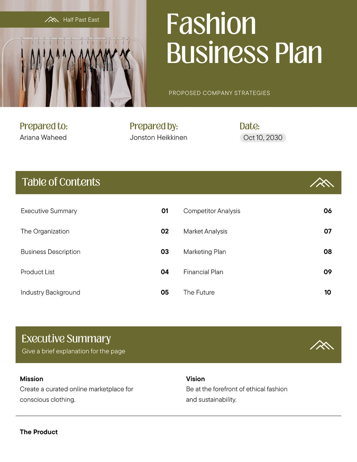 Fashion Line Business Plan Template