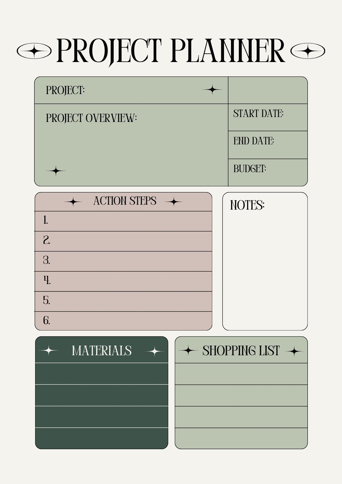 Free Printable Project Planner Template