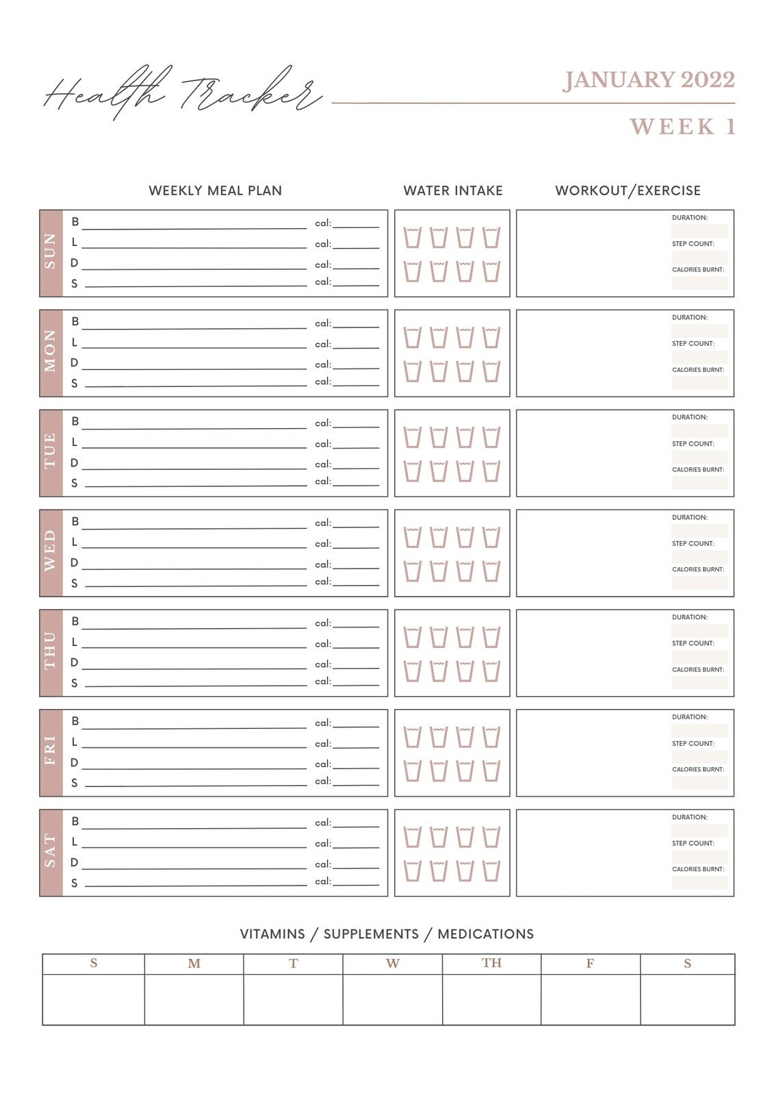 Free Custom Printable Workout Planner Templates Online Canva