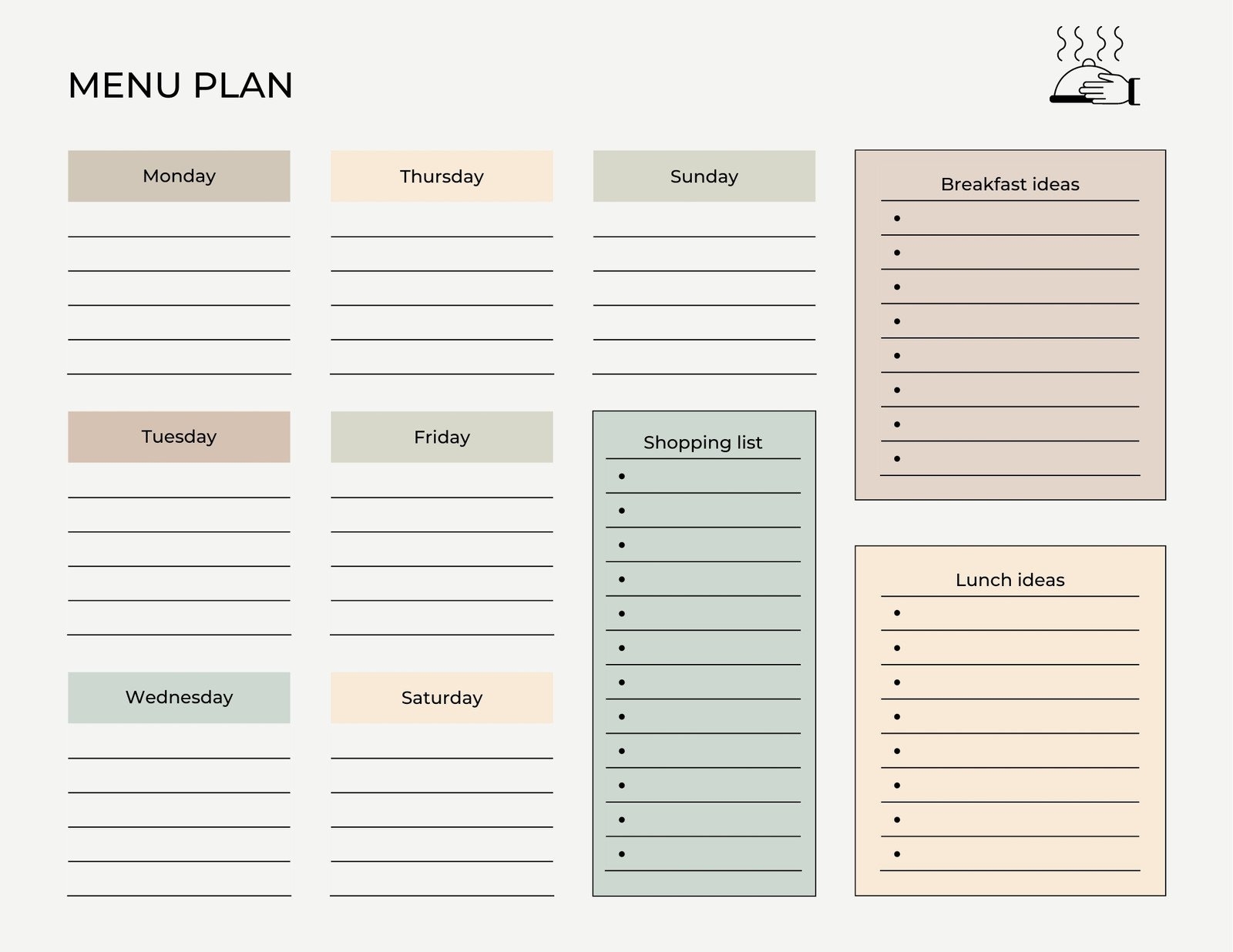 Weekly Meal Planner Template Printable Free