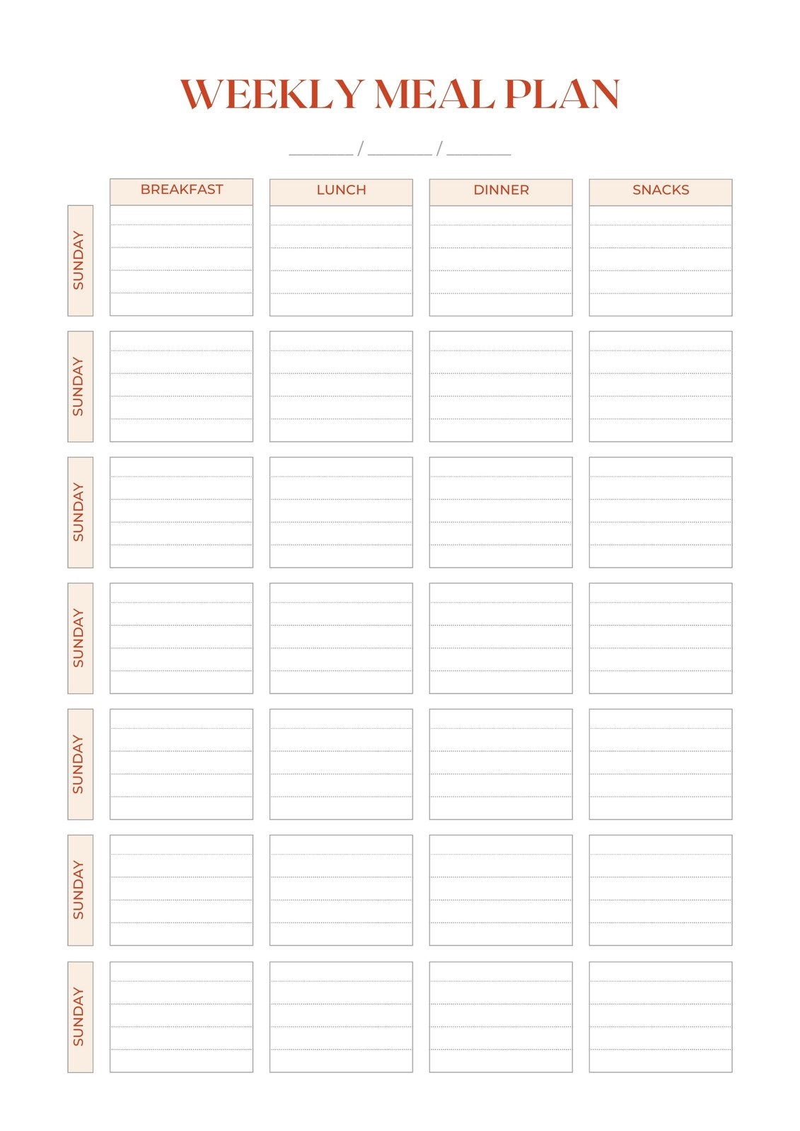 Weekly Menu Planner Template Printable Free