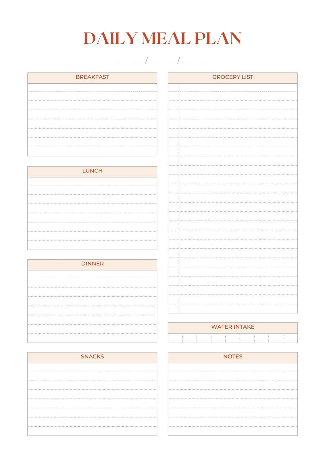 Meal Planner And Shopping List Template