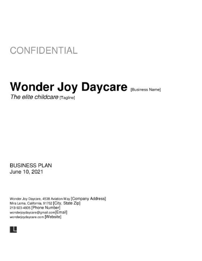 Free Daycare Business Plan Template PDF U0026 Word