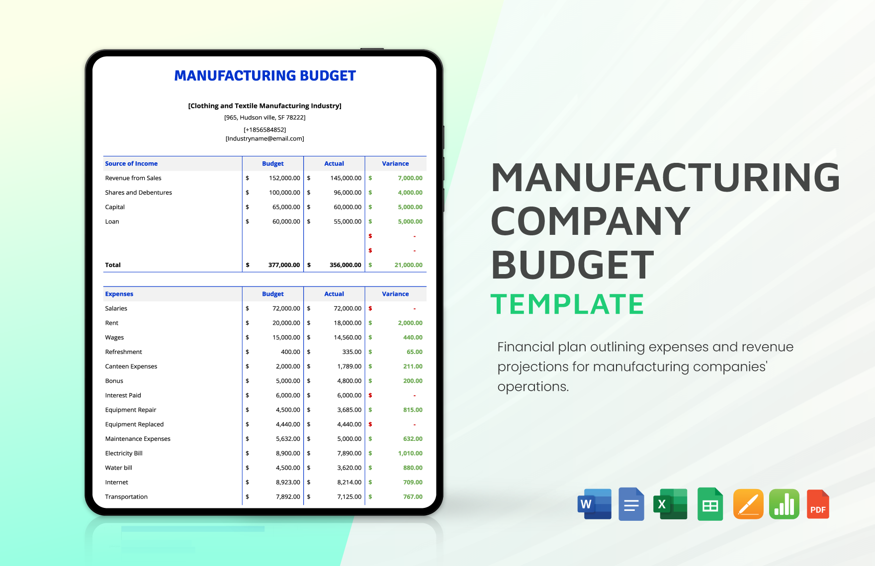 Budget Planner Numbers Template