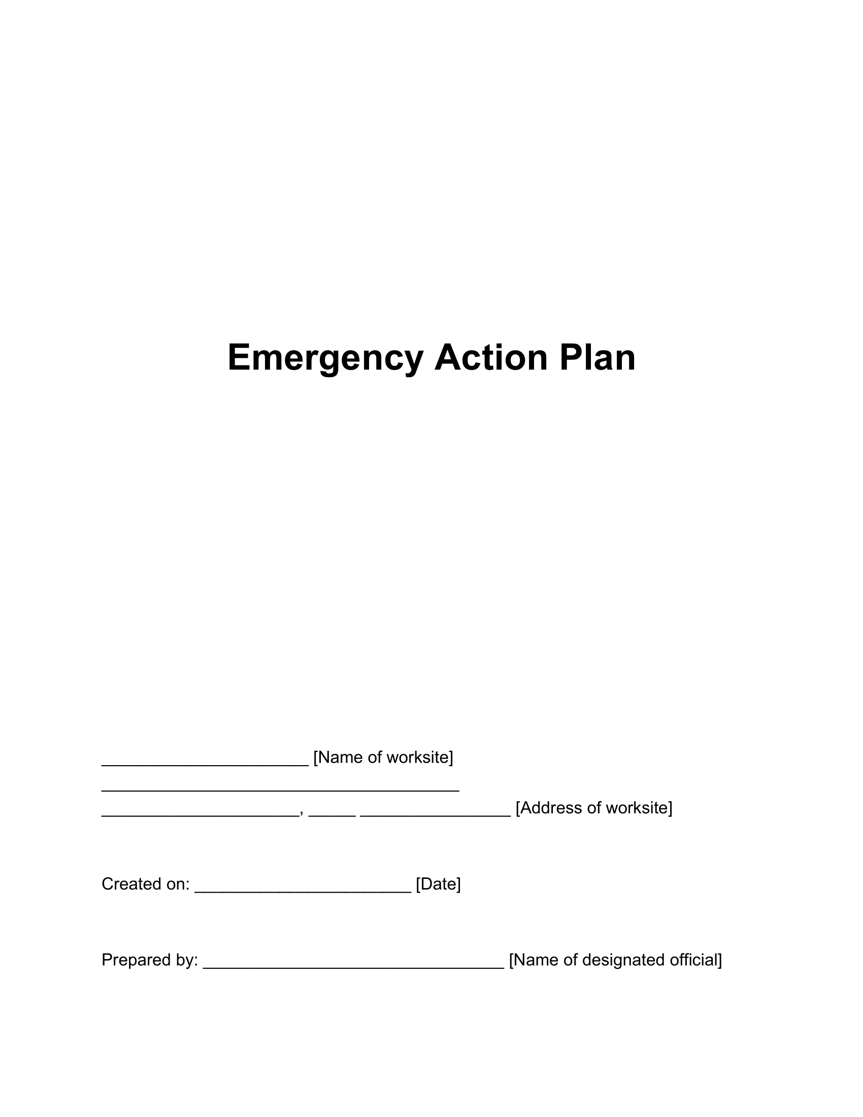 Free Emergency Action Plan Template PDF U0026 Word