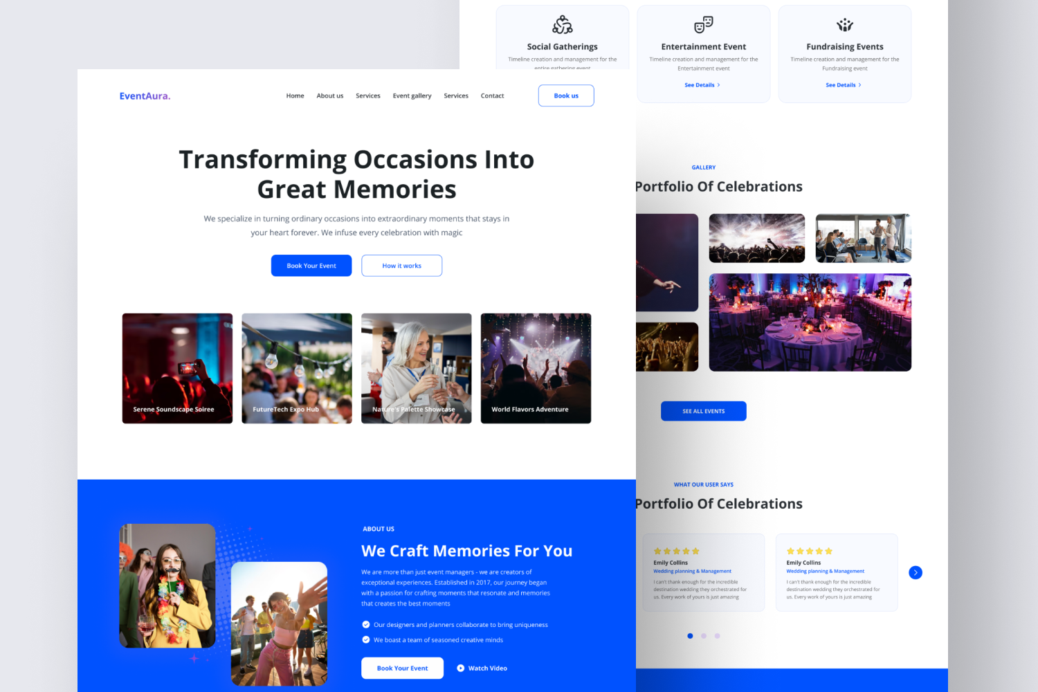 Free Event Planner Website Template Design