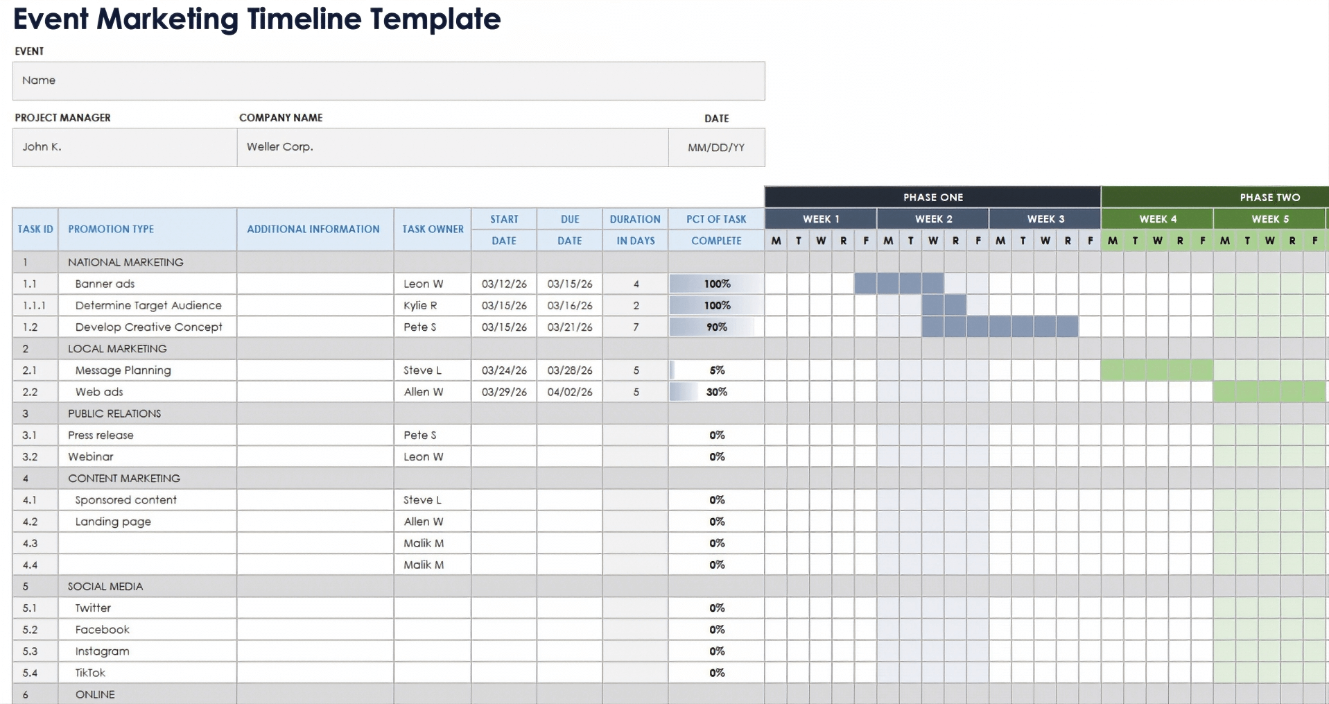Event Planning Timeline Template