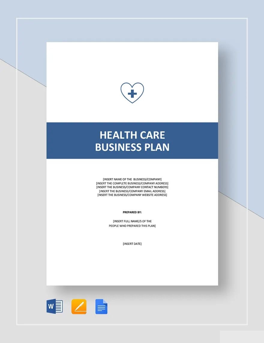 Free Healthcare Business Plan Templates Editable And Printable