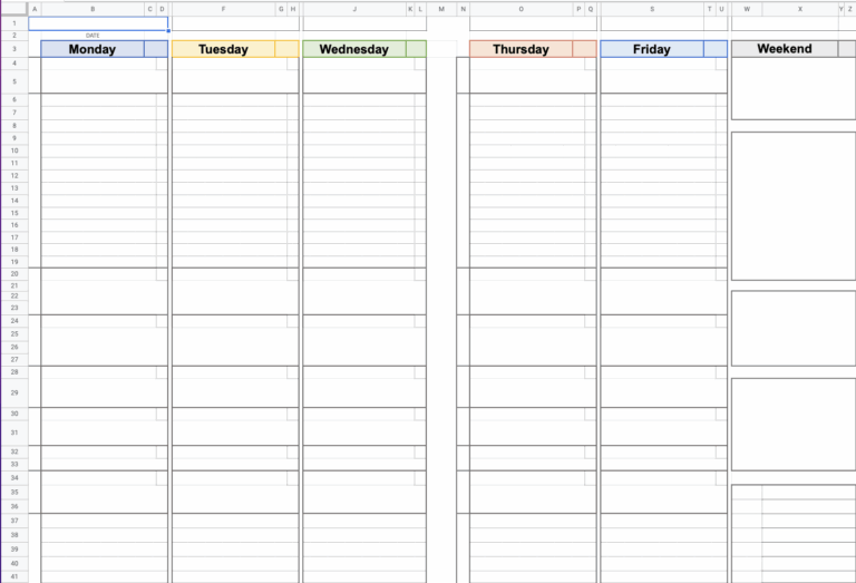 Free Homeschool Lesson Plan Template In Google Sheets Printable 