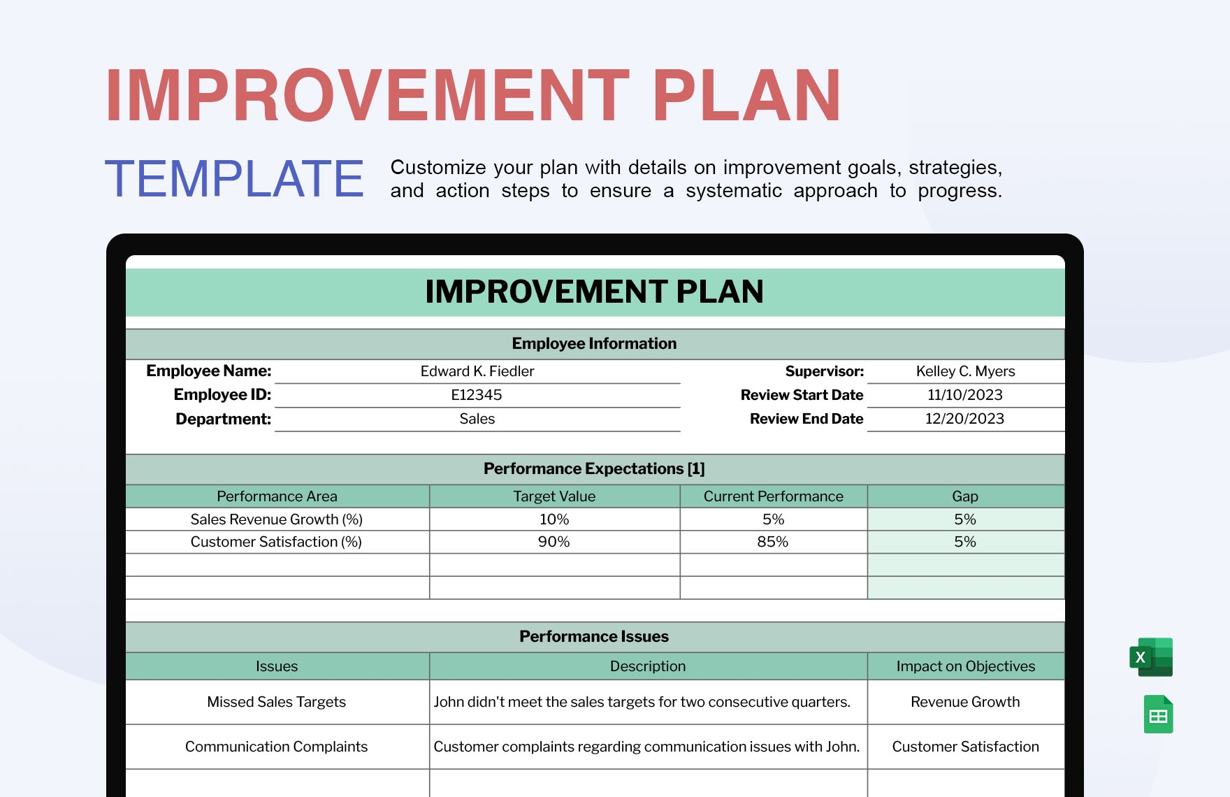 Free Improvement Plan Templates Editable And Printable
