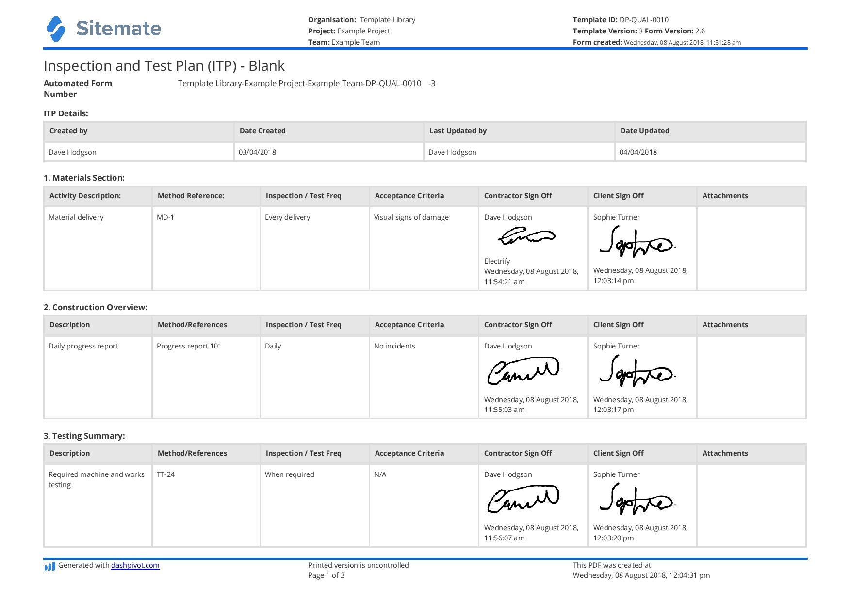 Test Plan Template Word