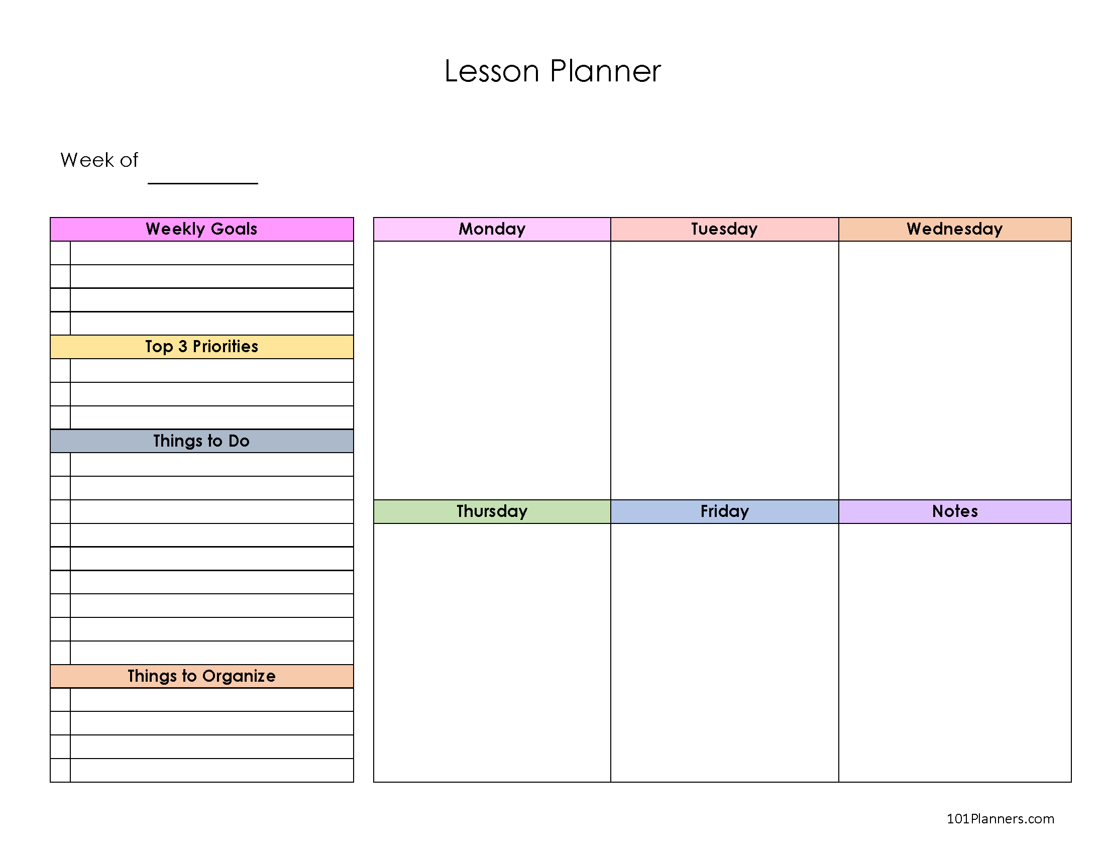 Free Printable Editable Lesson Plan Template