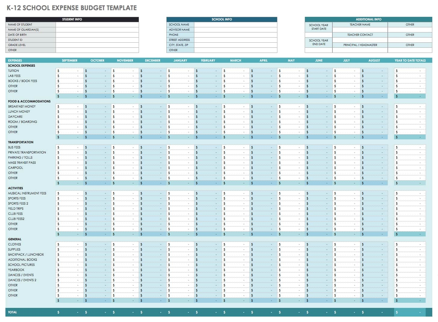 Family Monthly Budget Planner Template
