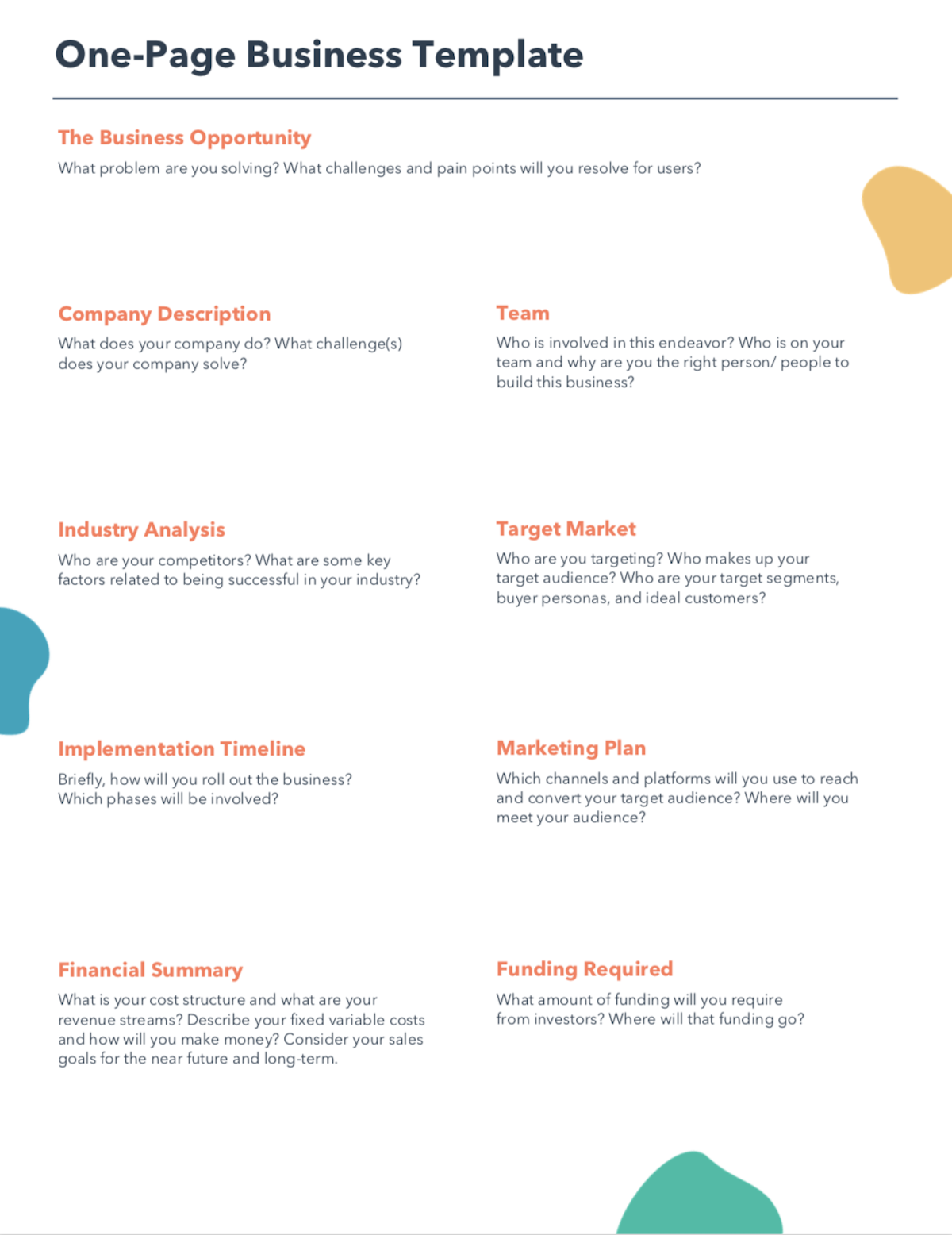 Printable Simple Business Plan Template Free