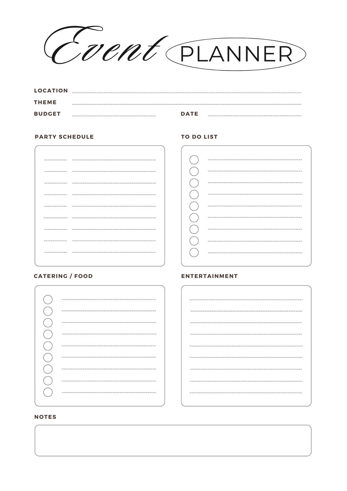 Free Party Planner Templates To Customize And Print Canva 