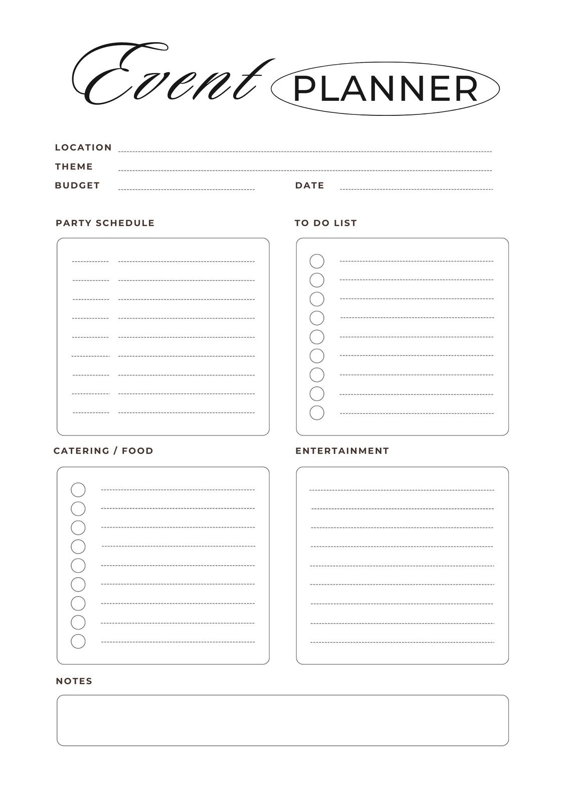 Free Party Planner Templates To Customize And Print Canva