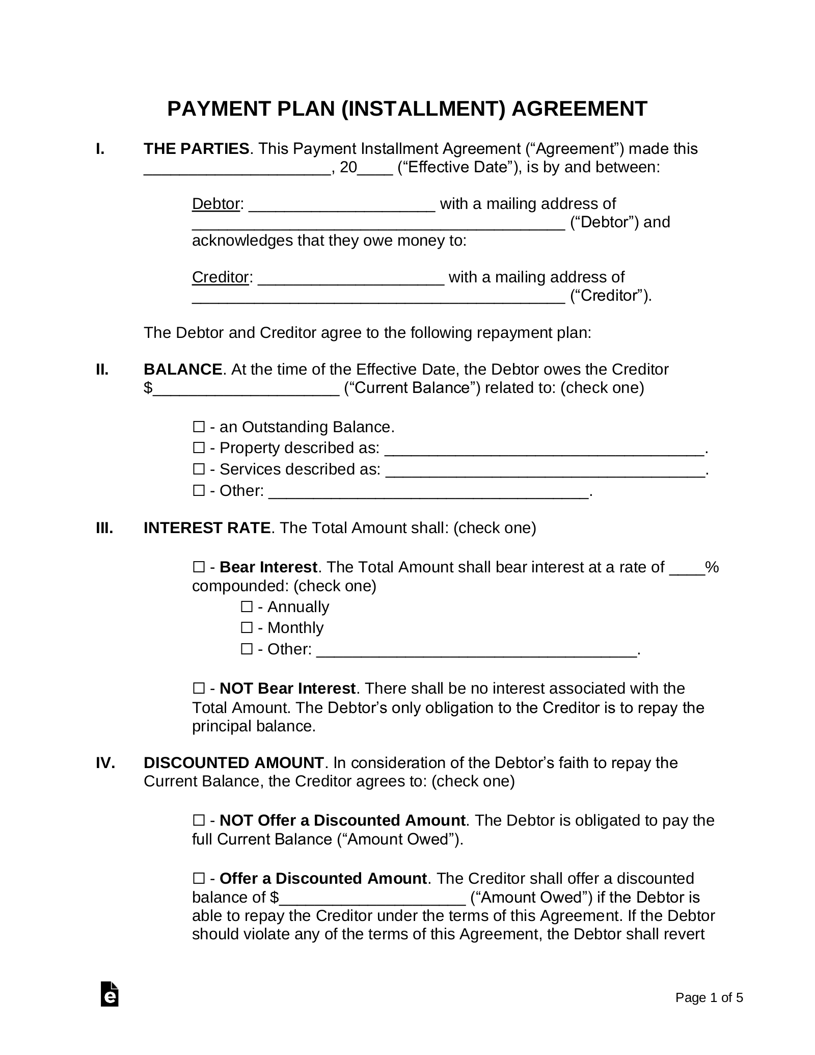 Payment Plan Letter Template