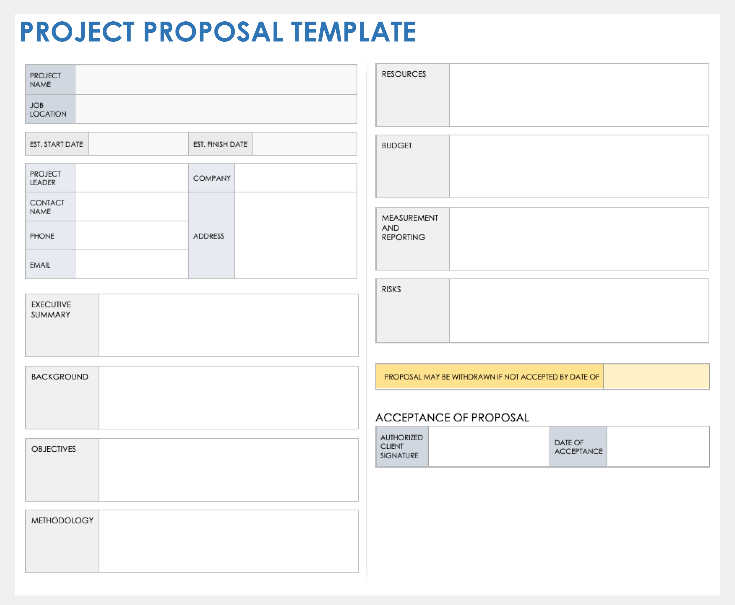 Free PDF Project Management Templates Smartsheet