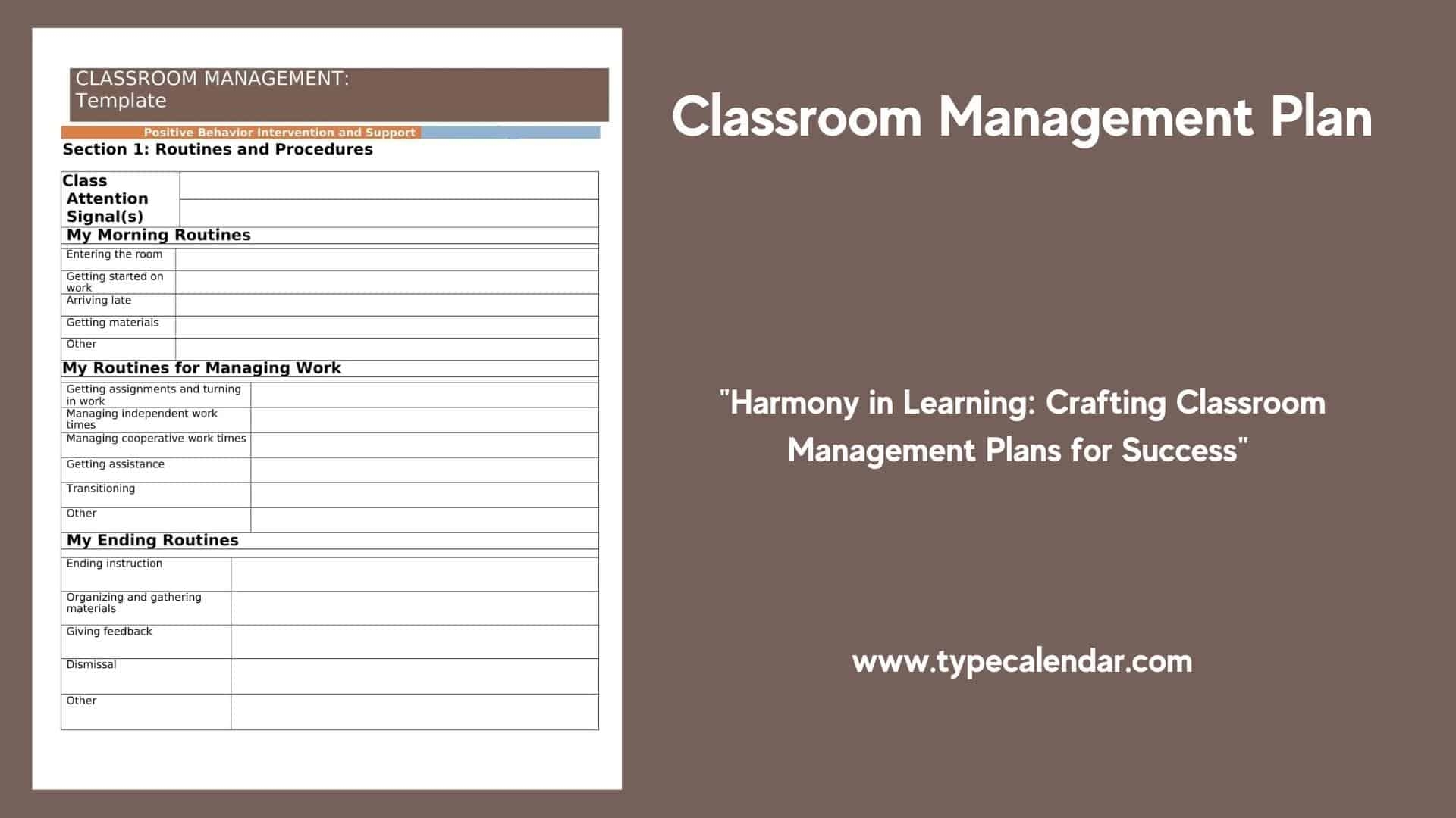 Free Printable Classroom Management Plan Templates PDF 